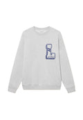 Grauer Sweatshirt aus Baumwollmischung mit einem großen, navyblau gestickten "L"-Logo auf der Brust sowie gerippten Bündchen und Saum.