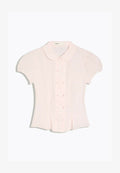 Bershka SHORT SLEEVE PETER PAN COLLAR SHIRT - Button-down blouse - light pink