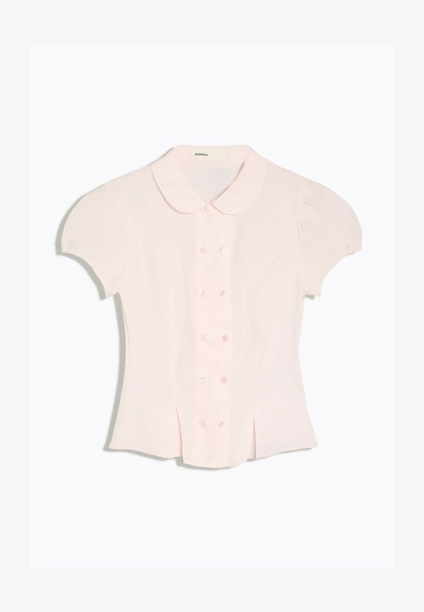 Bershka SHORT SLEEVE PETER PAN COLLAR SHIRT - Button-down blouse - light pink