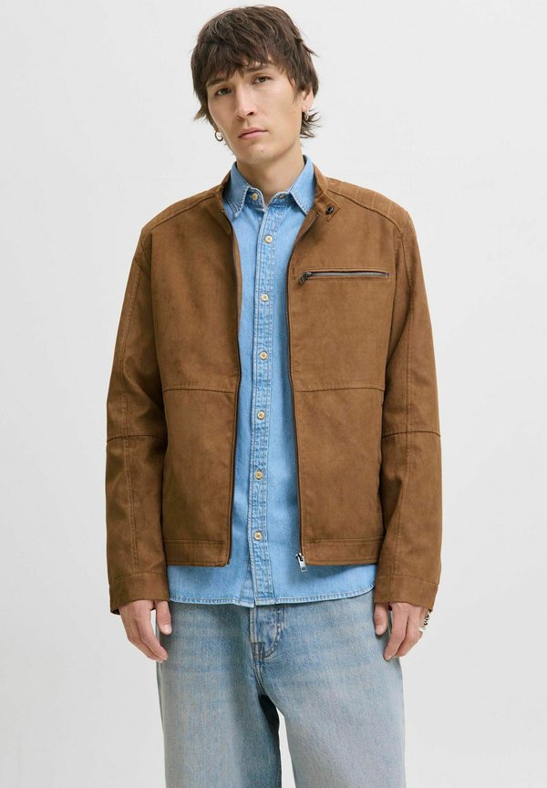 Jack & Jones Synthetic leather Synthetic leather - Faux leather jacket - cognac