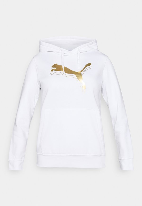 Puma ESS METALLIC HOODIE FL - Hoodie - white/metallic gold-coloured