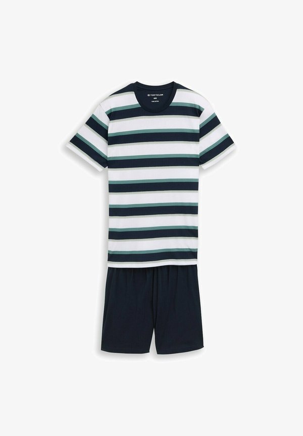 TOM TAILOR TOM TAILOR UNTERWÄSCHE PYJAMA-SET MIT STREIFENMUSTER - Pyjama top - blue stripes