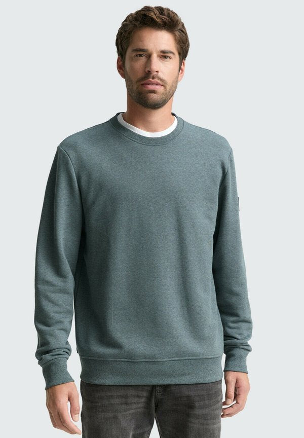 TOM TAILOR STRUCTURED CREW NECK - Sweatshirt - grey/mint/navy structure