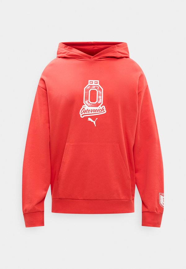 Puma AUSTRIA ÖFB FTBLCULTURE RELAXED HOODIE - National team wear - burnt red/white