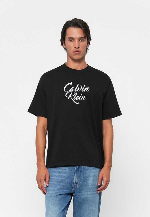 Calvin Klein Jeans SS 16S SN CURSIVE CALVIN GRAPHIC - Print T-shirt - black