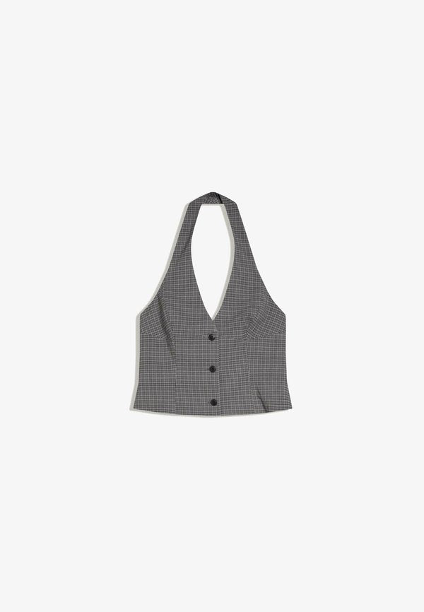 Bershka HALTER CHECK  - Waistcoat - grey