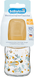 Babyflasche aus Glas Weithals 120 ml, gelb babylove