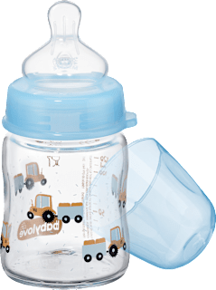 Babyflasche aus Glas Weithals, 120ml, blau babylove