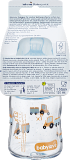 Babyflasche aus Glas Weithals, 120ml, blau babylove