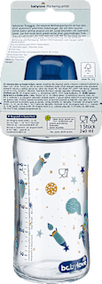 Babyflasche Weithals aus Glas, blau, von Geburt an, 240 ml babylove