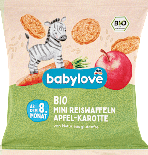 Babysnack Reiswaffeln Apfel & Karotte, ab dem 8. Monat babylove