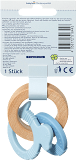 Beißring Holz/Silikon blau babylove