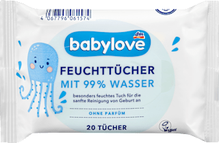 Feuchttücher mit 99 % Wasser, Reisegröße  babylove