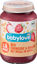 Frucht & Getreide Erdbeer-Bananen-Müsli in Apfel ab dem 6. Monat babylove