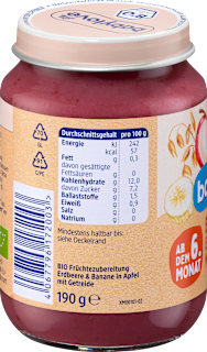 Frucht & Getreide Erdbeer-Bananen-Müsli in Apfel ab dem 6. Monat babylove