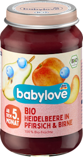 Früchte Heidelbeere & Pfirsich in Birne ab dem 5. Monat babylove