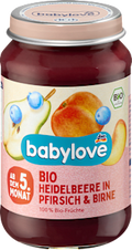 Früchte Heidelbeere & Pfirsich in Birne ab dem 5. Monat babylove