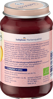 Früchte Heidelbeere & Pfirsich in Birne ab dem 5. Monat babylove