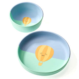 Geschirr-Set Silikon Heißluftballon 2tlg babylove