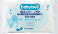 Gesicht- und Handreinigungstücher mit 99 % Wasser, Reisegröße babylove