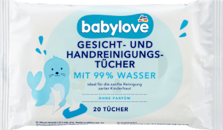 Gesicht- und Handreinigungstücher mit 99 % Wasser, Reisegröße babylove