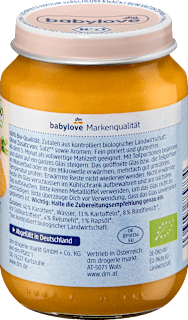 Menü Karotten mit Süßkartoffeln und Rind ab dem 5. Monat babylove