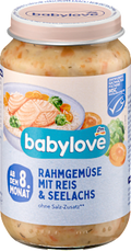 Menü Rahmgemüse mit Reis und Seelachs ab dem 8.Monat babylove