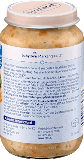 Menü Rahmgemüse mit Reis und Seelachs ab dem 8.Monat babylove