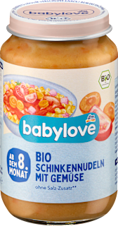 Menü Schinkennudeln mit Gemüse, ab dem 8. Monat babylove