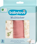 Mulltücher creme/rot babylove