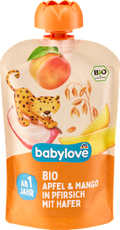 Quetschie Apfel & Mango in Pfirsich mit Hafer ab 1 Jahr babylove