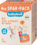 Quetschie Apfel & Pfirsich mit Hafer ab 1 Jahr (4x100 g) babylove