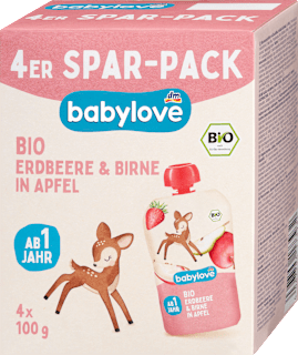 Quetschie Erdbeere & Birne in Apfel ab 1 Jahr (4x100 g) babylove