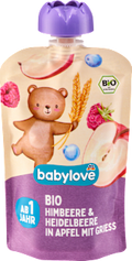 Quetschie Himbeere & Heidelbeere in Apfel mit Grieß ab 1 Jahr babylove