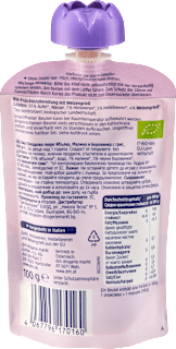 Quetschie Himbeere & Heidelbeere in Apfel mit Grieß ab 1 Jahr babylove