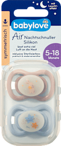 Schnuller Air Nacht symmetrisch, rosa/blau, 5-18 Monate babylove