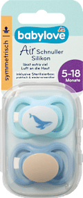 Schnuller Air Silikon, symmetrisch, grün/beige, 5-18 Monate  babylove