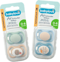 Schnuller Air Silikon symmetrisch, mint/beige & blau/petrol, Gr. 1, 0-6 Monate babylove