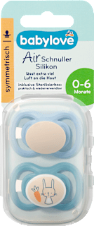 Schnuller Air Silikon symmetrisch, mint/beige & blau/petrol, Gr. 1, 0-6 Monate babylove