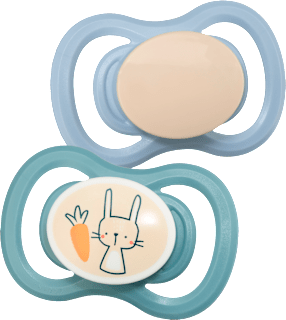 Schnuller Air Silikon symmetrisch, mint/beige & blau/petrol, Gr. 2, 5-18 Monate  babylove
