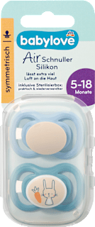 Schnuller Air Silikon symmetrisch, mint/beige & blau/petrol, Gr. 2, 5-18 Monate  babylove