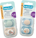 Schnuller Air Silikon symmetrisch, mint/beige & blau/petrol, Gr. 2, 5-18 Monate  babylove