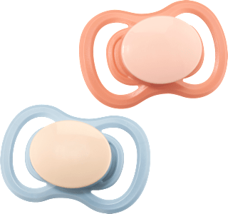 Schnuller Air Silikon symmetrisch, rosa/blau, 0-6 Monate babylove