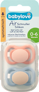 Schnuller Air Silikon symmetrisch, rosa/blau, 0-6 Monate babylove