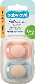 Schnuller Air Silikon symmetrisch, rosa/blau, 0-6 Monate babylove