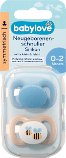 Schnuller für Neugeborene Silikon symmetrisch, blau/beige babylove