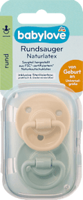 Schnuller Latex rund, creme/grün, von Geburt an  babylove