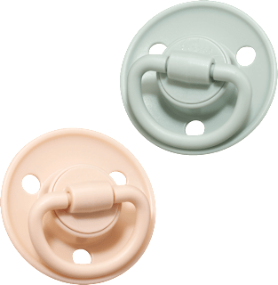 Schnuller Latex rund, Gr 1, beige/mint, von Geburt an  babylove