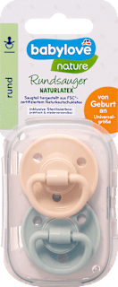 Schnuller Latex rund, Gr 1, beige/mint, von Geburt an  babylove