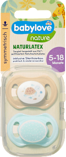 Schnuller Latex symmetrisch, beige/mint, Gr. 2, 5-18 Monate   babylove